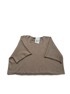 LUCKY NA NA ~ Taupe Lightweight Tan Batwing Sweater made in Paris One Size